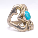 Vintage Sterling Turquoise Sandcast Ring 9.25