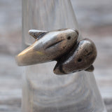 Vintage Sterling Silver Dolphin Ring 7.5