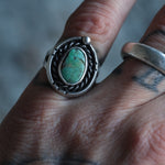 Vintage Sterling Turquoise Roper Ring 5.5