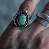 Vintage Sterling Turquoise Roper Ring 5.5
