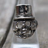 Vintage White Bronze Biker Ring 8.5