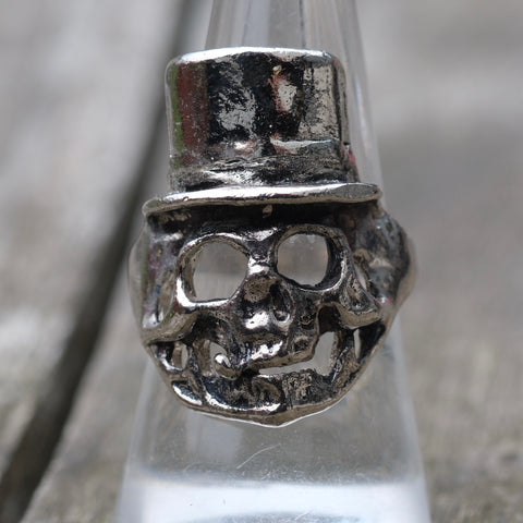 Vintage White Bronze Biker Ring 8.5