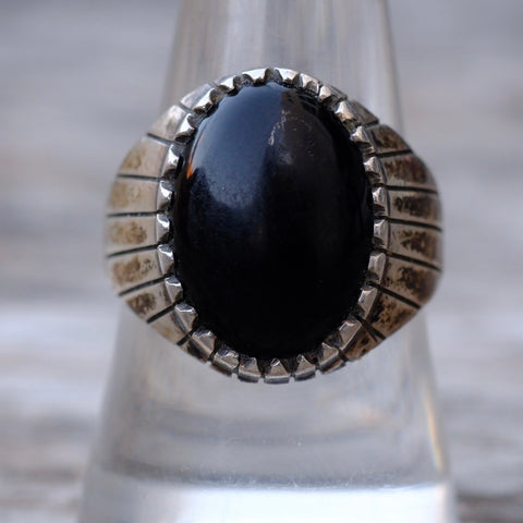 Vintage Sterling Onyx Ring 8.75