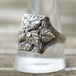 Vintage Sterling Silver Leaf Signet Ring 11.75
