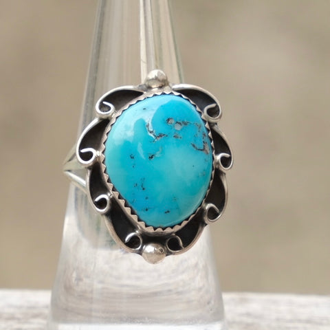 Vintage Sterling Turquoise Ring 7.5