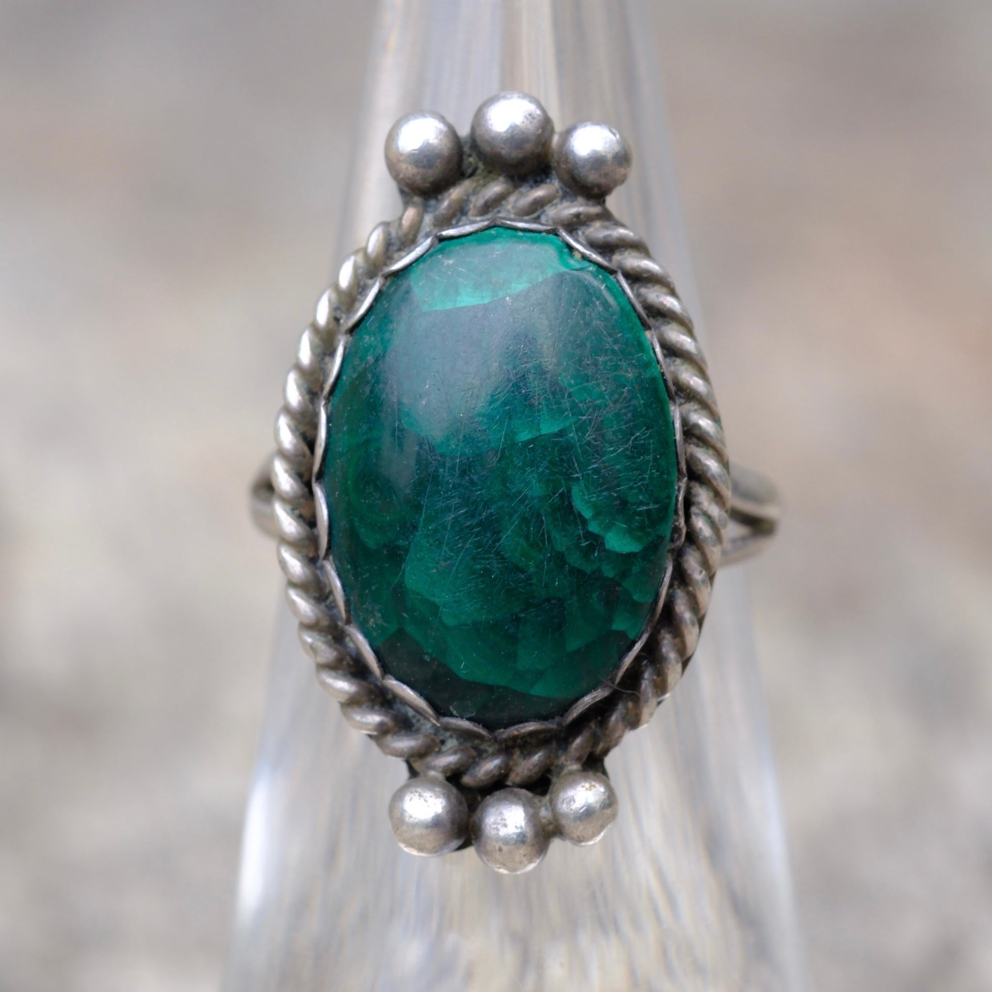 Vintage Sterling Chrysocolla Roper Ring 5.5