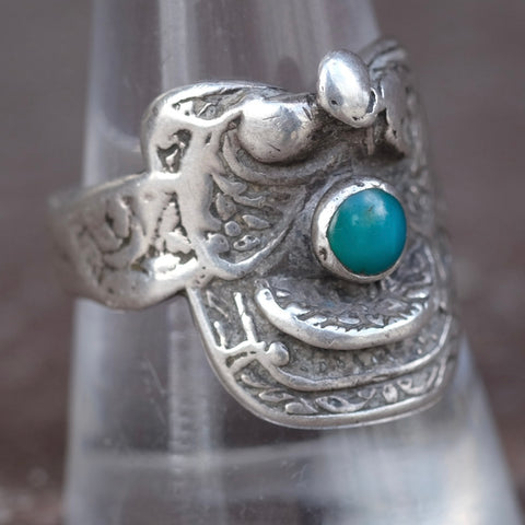 Vintage Sterling Silver Turquoise Saddle Ring 10