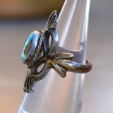 Vintage Sterling Turquoise Sandcast Ring 6.5