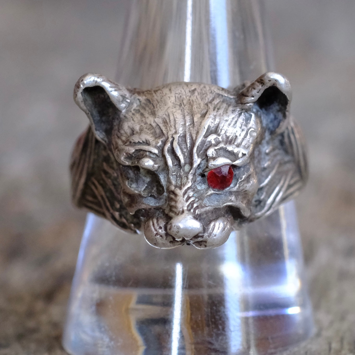 Vintage Sterling Big Cat Ring 11