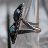 Vintage Sterling Turquoise Feather Ring 6.75