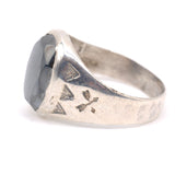 Vintage Sterling Hematite Stamped Arrows Ring 9.75
