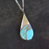Vintage Sterling Turquoise and Mother Of Pearl Inlay Necklace