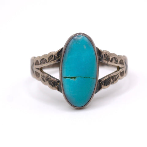 Vintage Sterling Turquoise Stamped Ring 5.5