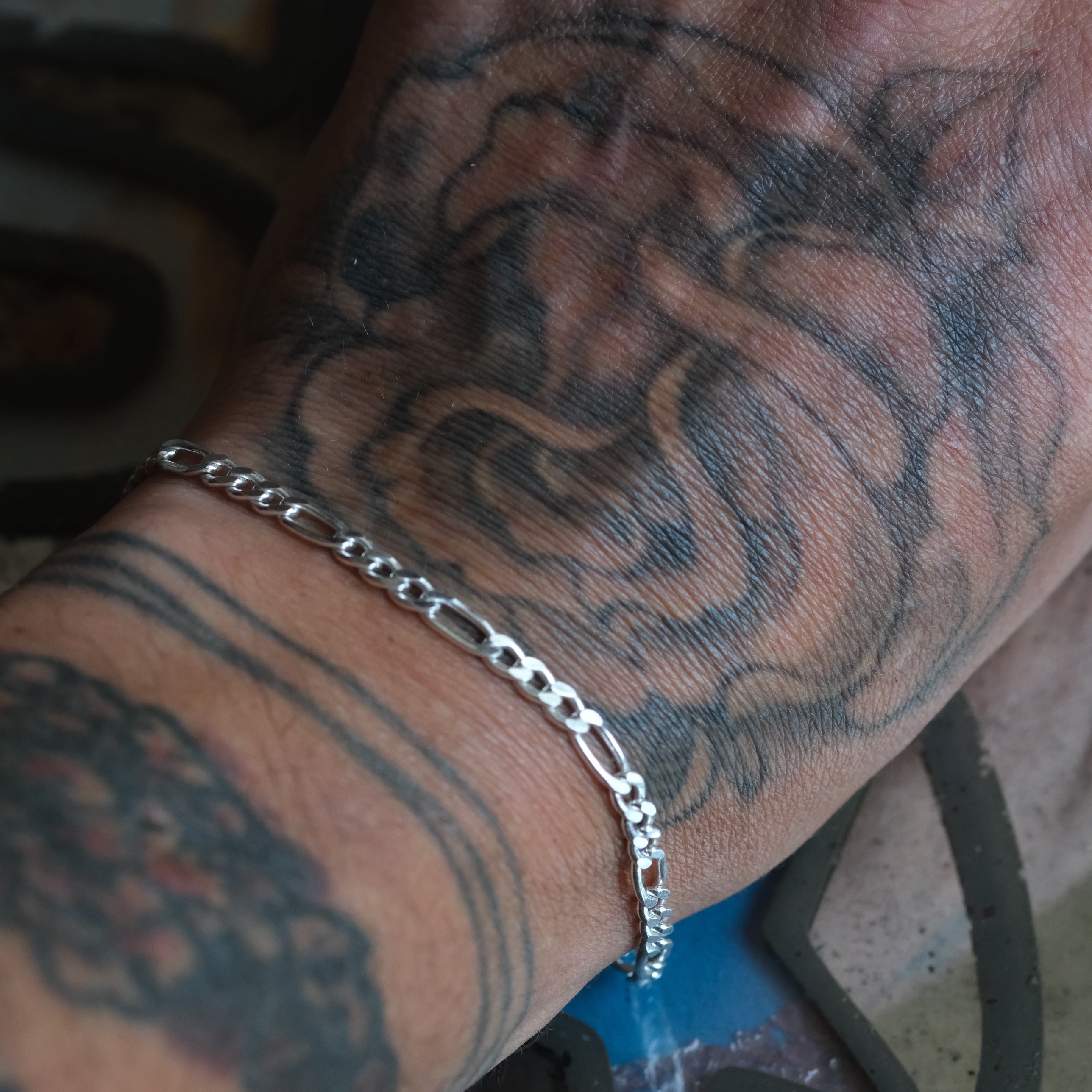 Vintage Sterling Figaro Chain Bracelet 7.25"