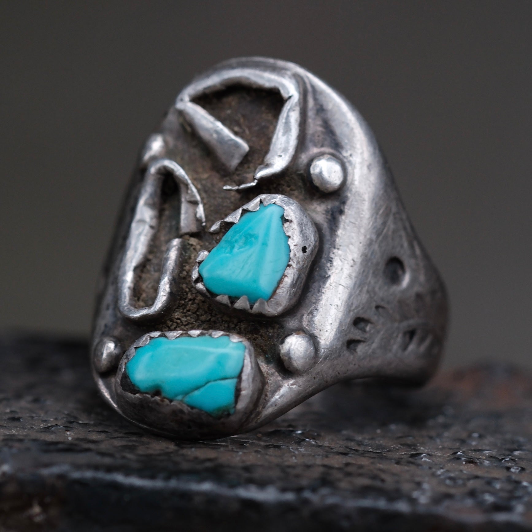 Vintage Sterling Turquoise Ring 8.75