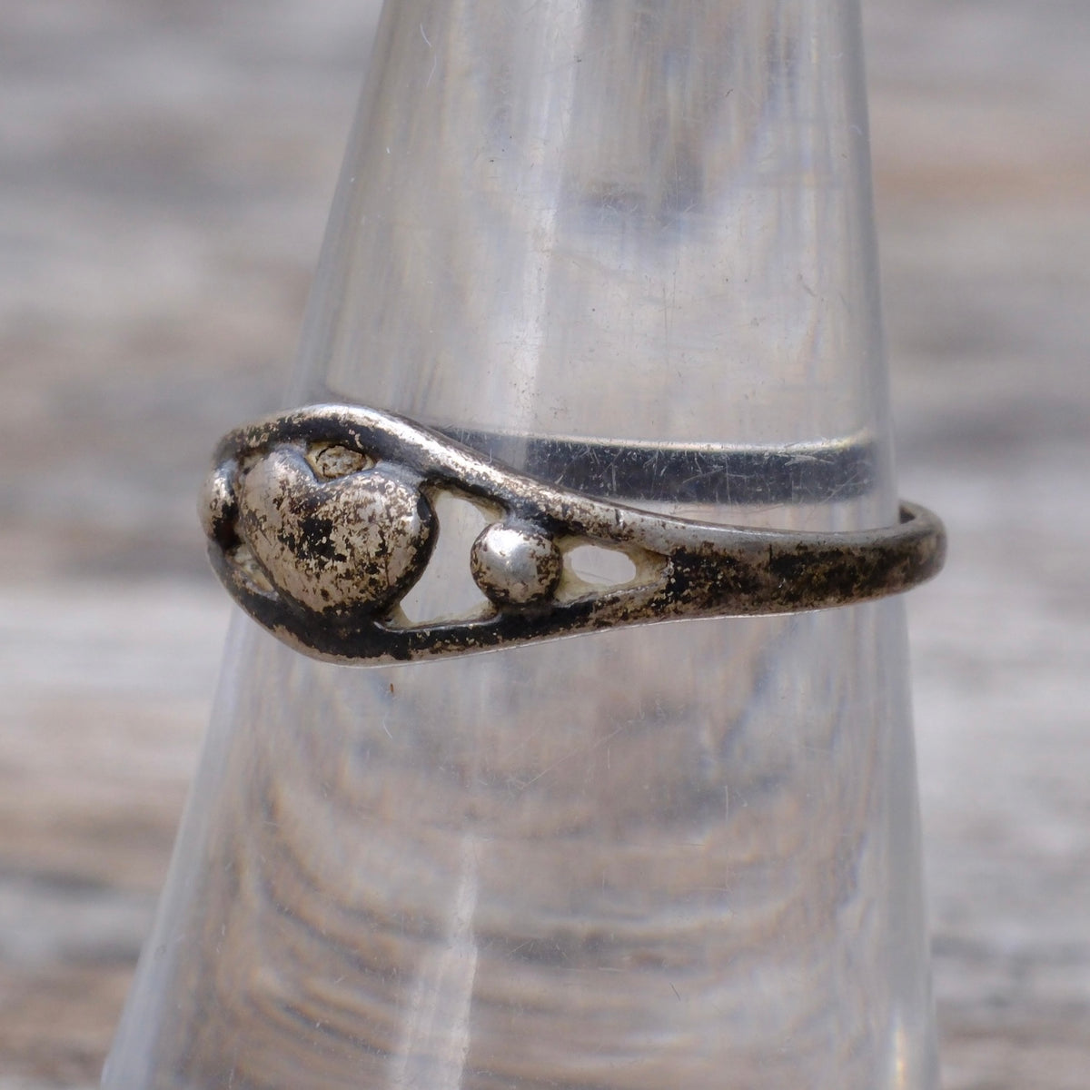 Vintage Sterling Silver Heart Ring 7.5