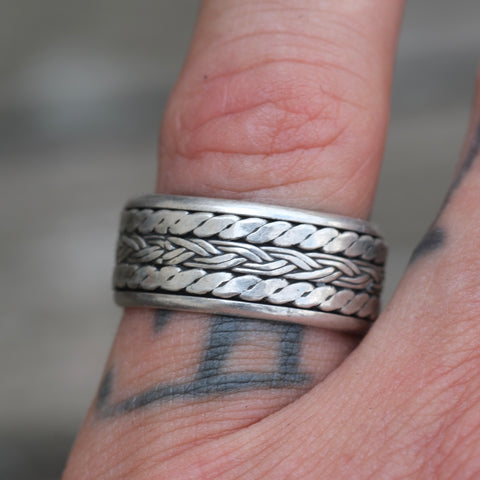 Vintage Sterling Braided Silver Band 8