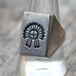Vintage Sterling Zuni Head Dress Signet Ring 10