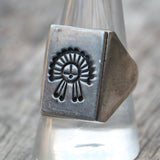 Vintage Sterling Zuni Head Dress Signet Ring 10