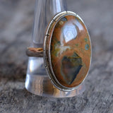Vintage Sterling jasper Ring 10.75