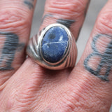 Vintage Sterling Lapis Signet Ring 13