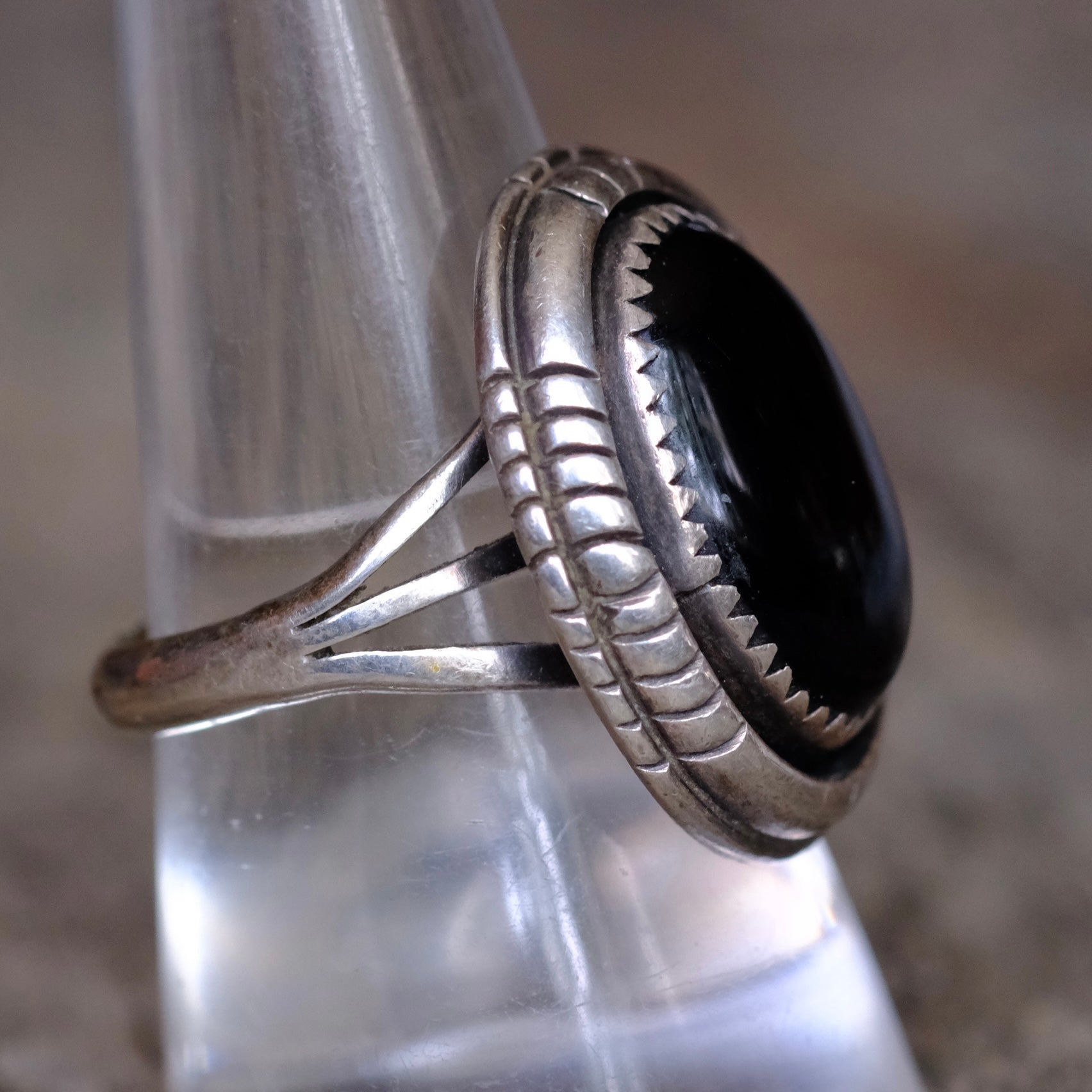 Vintage Sterling Onyx Ring 9.25