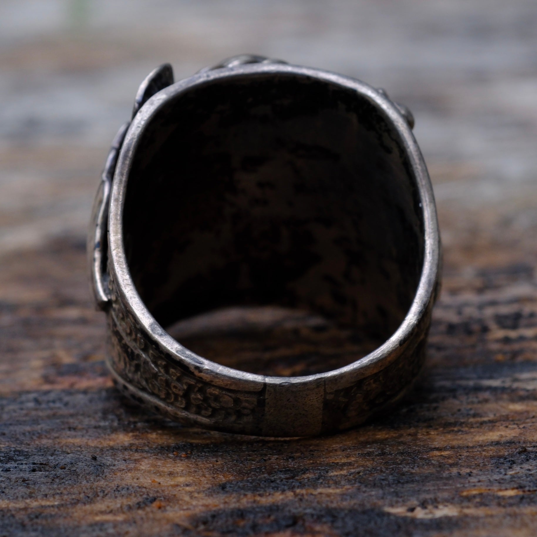 Vintage Sterling Turquoise Feather Ring 11.75