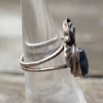Vintage Sterling Blue Abalone Rose Ring  6.75