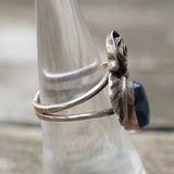 Vintage Sterling Blue Abalone Rose Ring  6.75