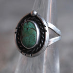 Vintage Sterling Turquoise Roper Ring 5.5