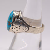 Vintage Sterling Turquoise Stamped Band Ring 7.75