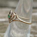 Vintage 10k Gold Green Garnet Heart Ring 7