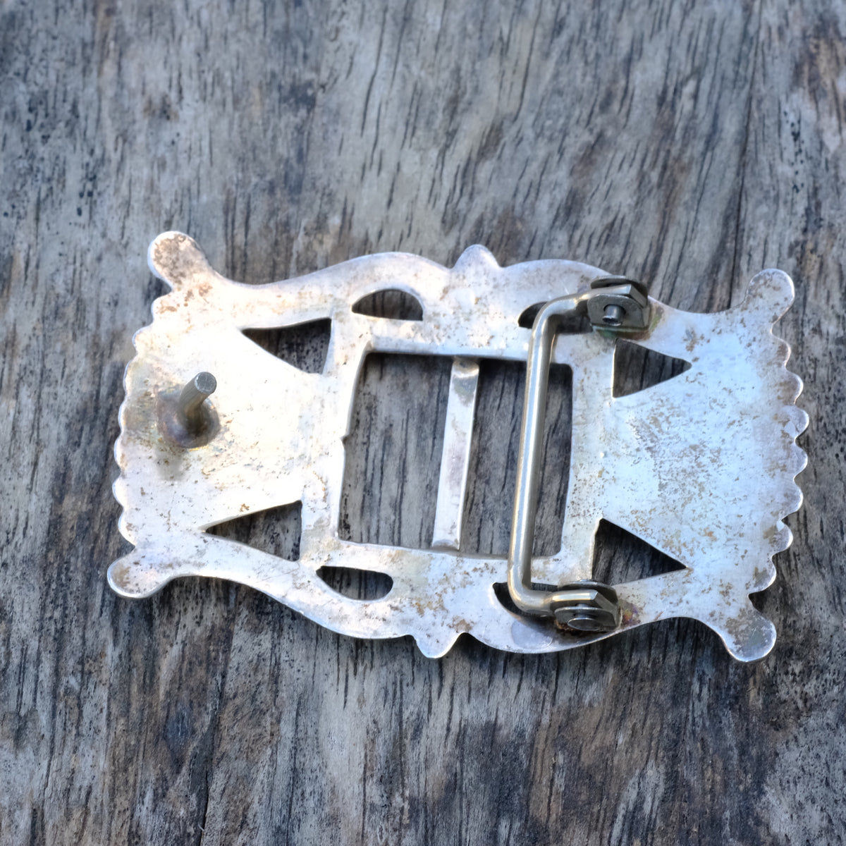 Vintage Sterling Silver Sandcast Belt Buckle