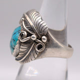 Vintage Sterling Turquoise Feather Ring 9