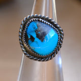 Vintage Sterling Turquoise Roper Ring 5.25