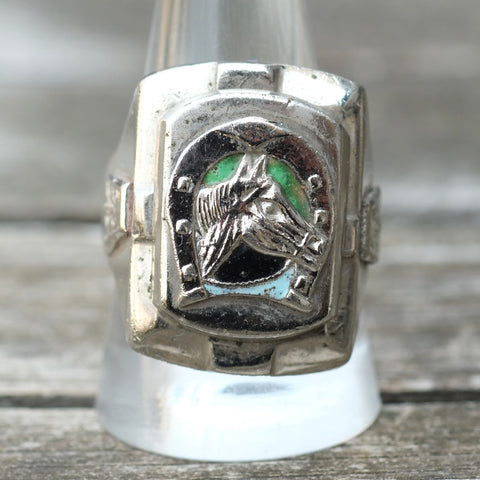 Vintage 1950's Mexican Biker Souvenir Ring 11