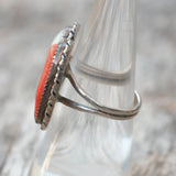 Vintage Sterling Turquoise Coral and MOP Ring 7