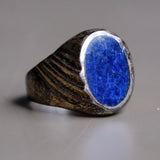 Vintage Sterling Lapis Signet Ring 11