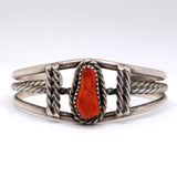 Vintage Sterling Coral Cuff Bracelet