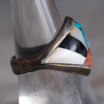 Vintage Sterling Multi Stone Inlay Sunrise Ring 7.75