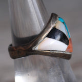 Vintage Sterling Multi Stone Inlay Sunrise Ring 7.75