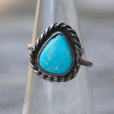 Vintage Sterling Turquoise Roper Ring 4.25