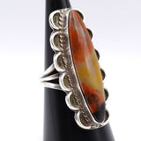 Vintage Sterling Petrified Wood Ring  6.5