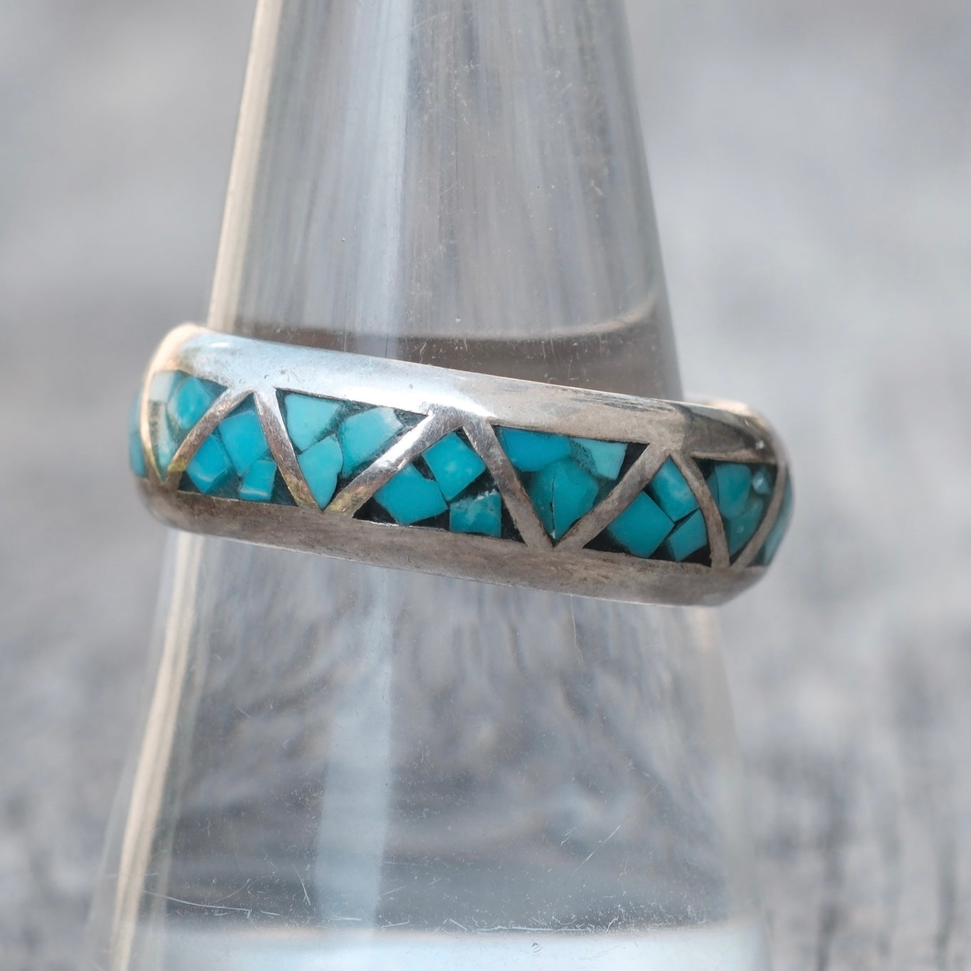 Vintage Sterling Turquoise Band Ring 9