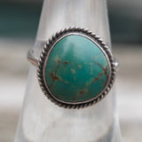 Vintage Sterling Turquoise Roper Ring 6.25
