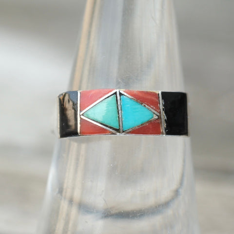 Vintage Sterling Inlay Band 6.75