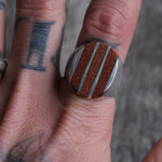 Vintage Sterling Goldstone Striper Inlay Ring 11