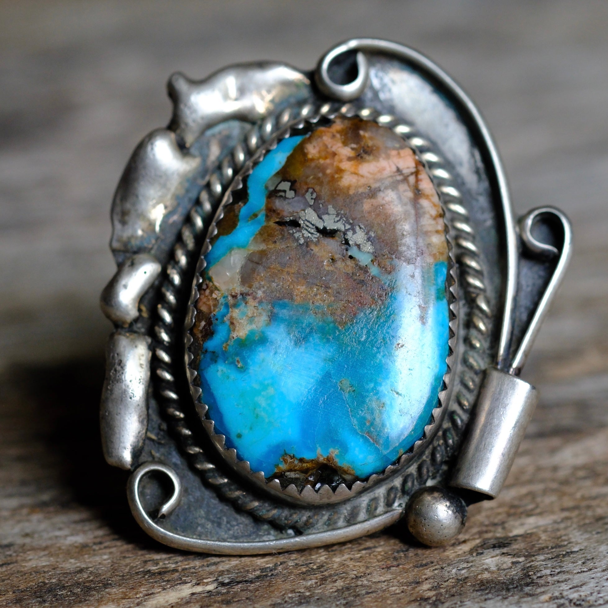 Vintage Sterling Turquoise Ring 7.75