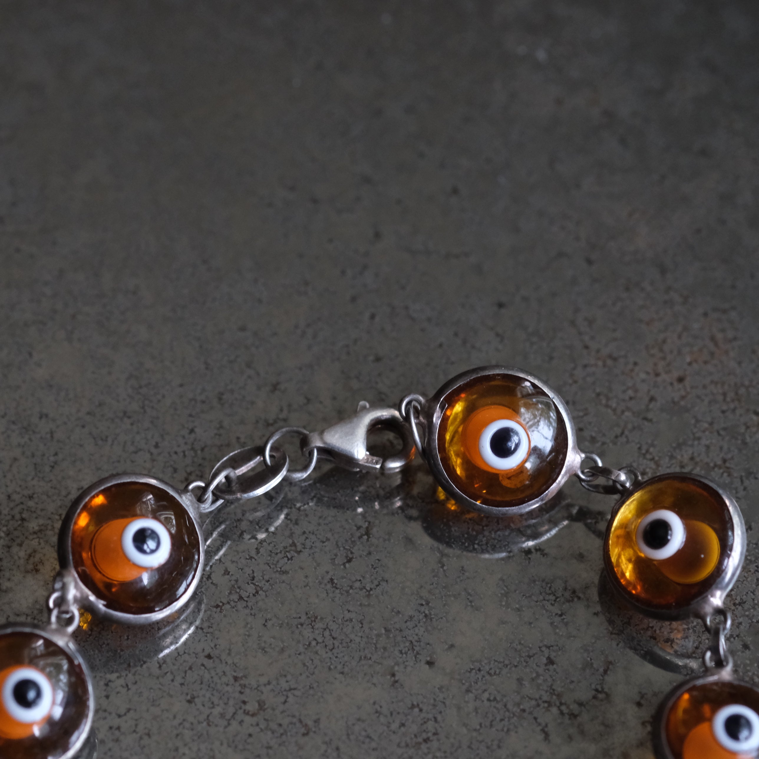 Vintage Sterling Evil Eye Bracelet 7.75"