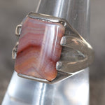 Vintage Sterling Agate Signet Ring 8.75